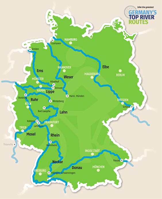 Germany's Top River Routes kaart